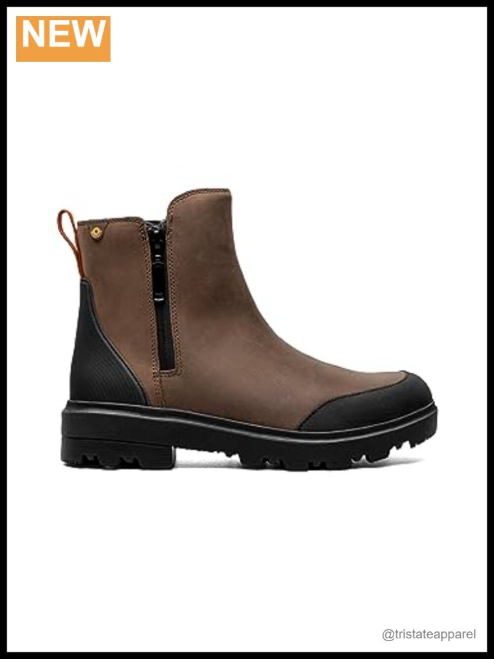 Waterproof Leather Ankle Booties with Zip Closure